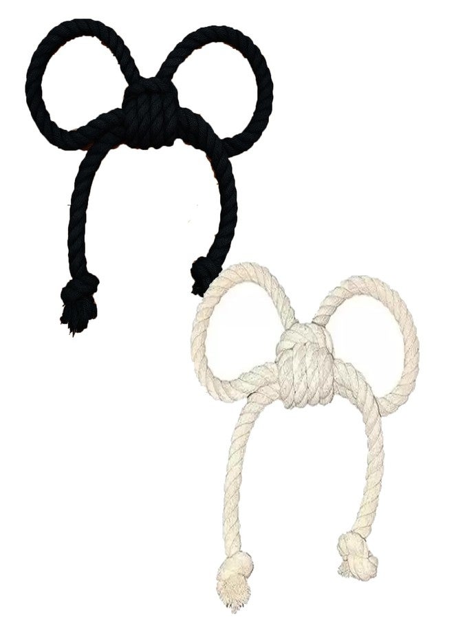 Esselkay Cotton Rope Handcuffs for Kids Police Cop Role Playing Toy Adjustable for All Hands Types Black and White Pack of 2 No Keys Required Enjoying Childern Game Playing Hathkadi - Image 1