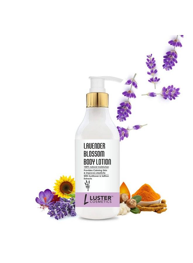 LUSTER Cosmetics Lavender Blossom Body Lotion ; Enriched With Sunflower & Saffron ; 100% Natural Moisturizer ; Provides Calming Skin & Improves Elasticity ; Paraben Free 300Ml - Image 1