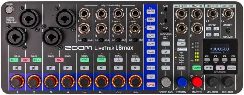 ZOOM خلاط رقمي محمول ZOOM LiveTrak L-6max بـ 12 مسار وتسجيل متعدد المسارات - Image 1