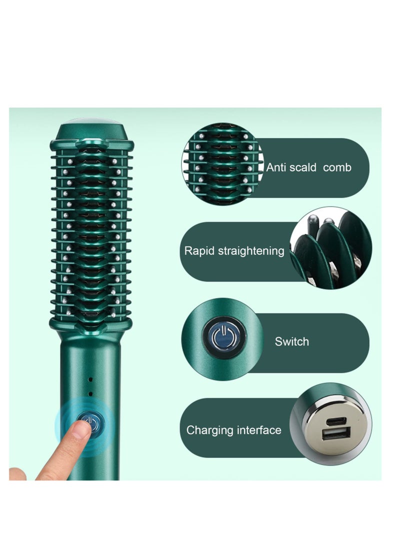 Cordless Straightener Brush, Portable Hair Straightener Cordless, USB Rechargeable Electric Hair Straightener Brush, Evenly Fast Heating,Anti-Scald, Mini and Lightweight for on-The-go - Image 5