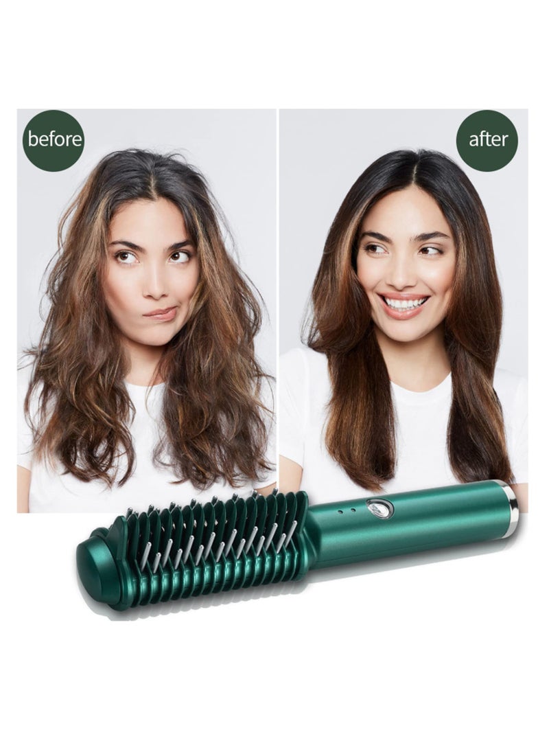 Cordless Straightener Brush, Portable Hair Straightener Cordless, USB Rechargeable Electric Hair Straightener Brush, Evenly Fast Heating,Anti-Scald, Mini and Lightweight for on-The-go - Image 4