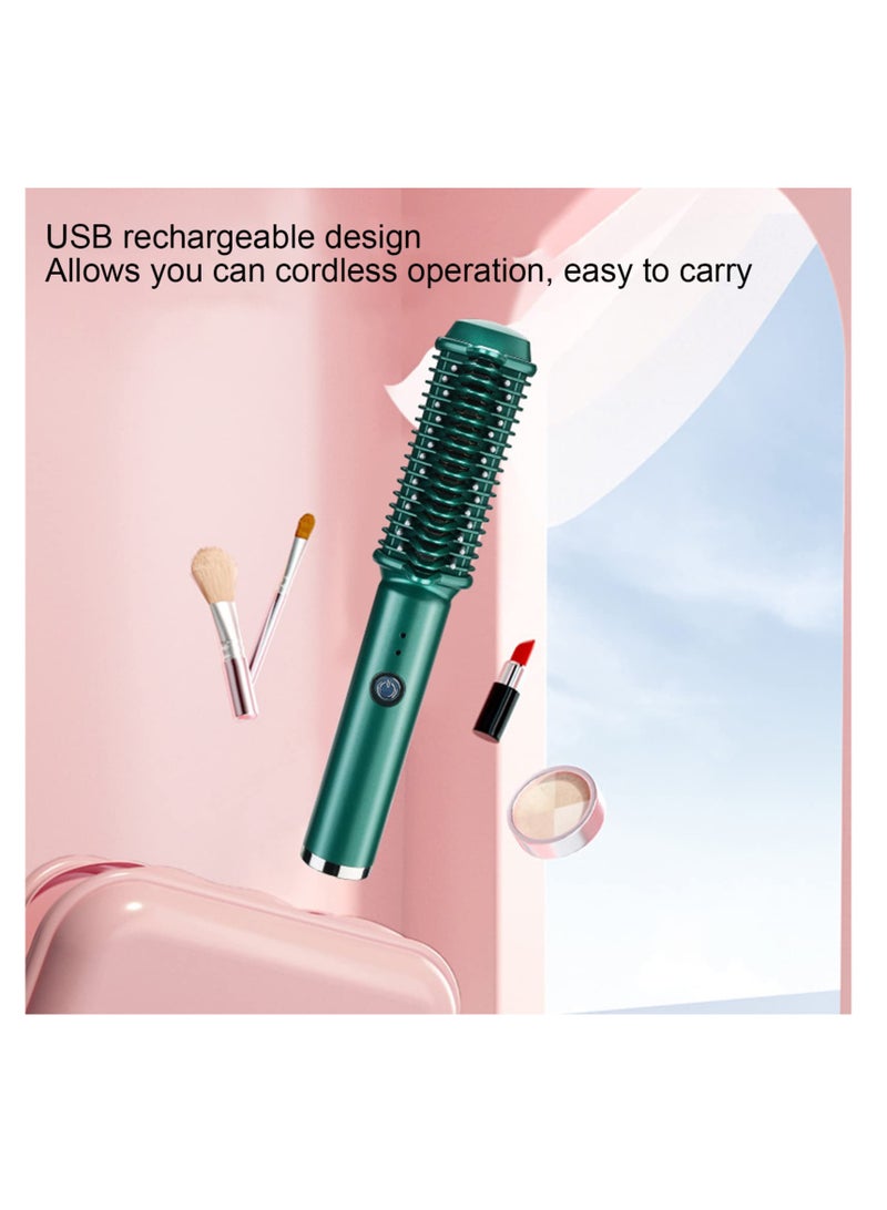 Cordless Straightener Brush, Portable Hair Straightener Cordless, USB Rechargeable Electric Hair Straightener Brush, Evenly Fast Heating,Anti-Scald, Mini and Lightweight for on-The-go - Image 3