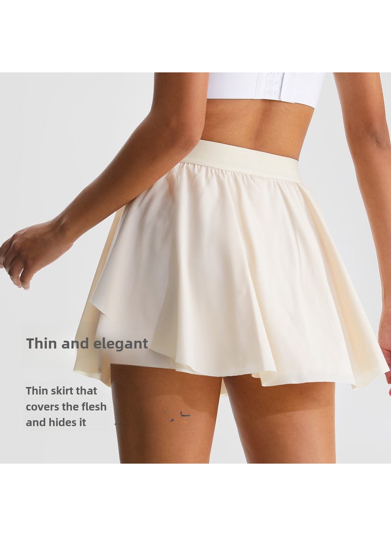 Generic - Summer Loose Fit Athletic Skorts Breathable Quick-Dry creamy yellow - Image 1
