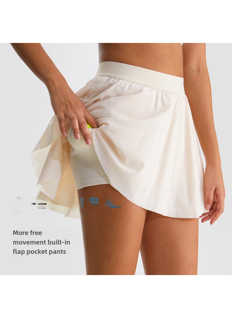 Generic - Summer Loose Fit Athletic Skorts Breathable Quick-Dry creamy yellow - Image 1
