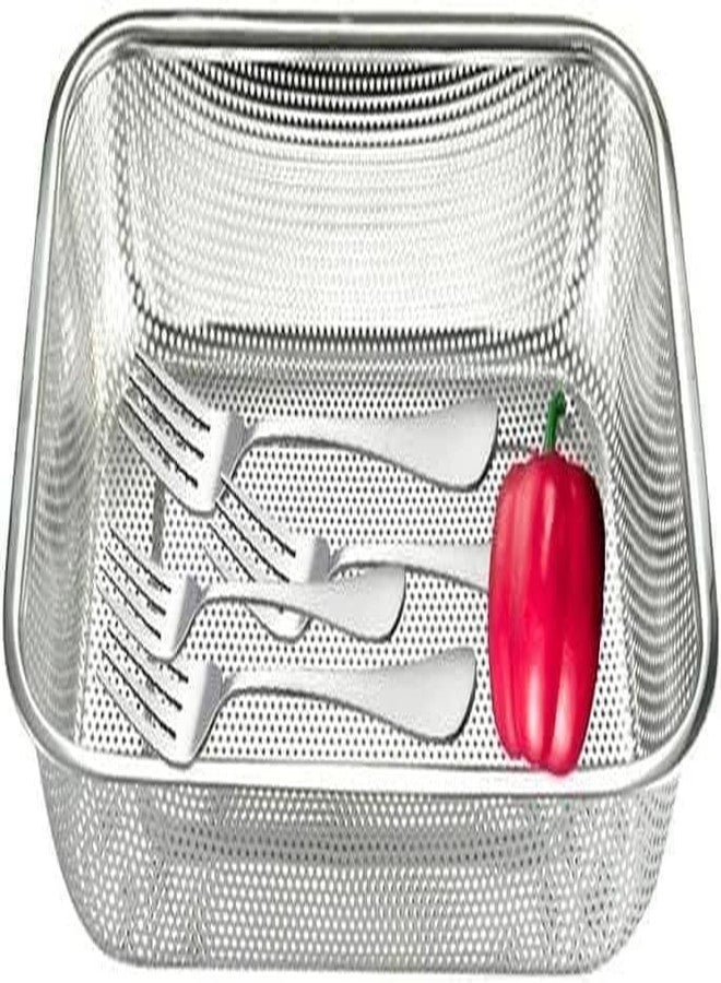 Riddhin Stainless Steel Drain Basket Big (30×20×6 cm) | Multi-Purpose Sink Basket for Fruits, Vegetables & Utensils | Rust-Resistant, Durable & Space-Saving Kitchen Organizer - Image 1