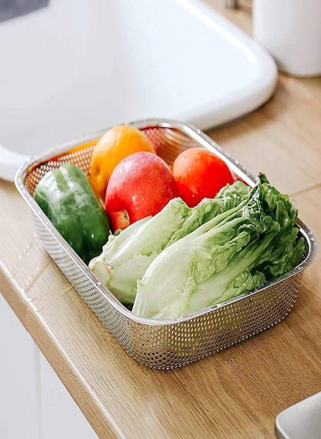 Riddhin Stainless Steel Drain Basket Big (30×20×6 cm) | Multi-Purpose Sink Basket for Fruits, Vegetables & Utensils | Rust-Resistant, Durable & Space-Saving Kitchen Organizer - Image 2