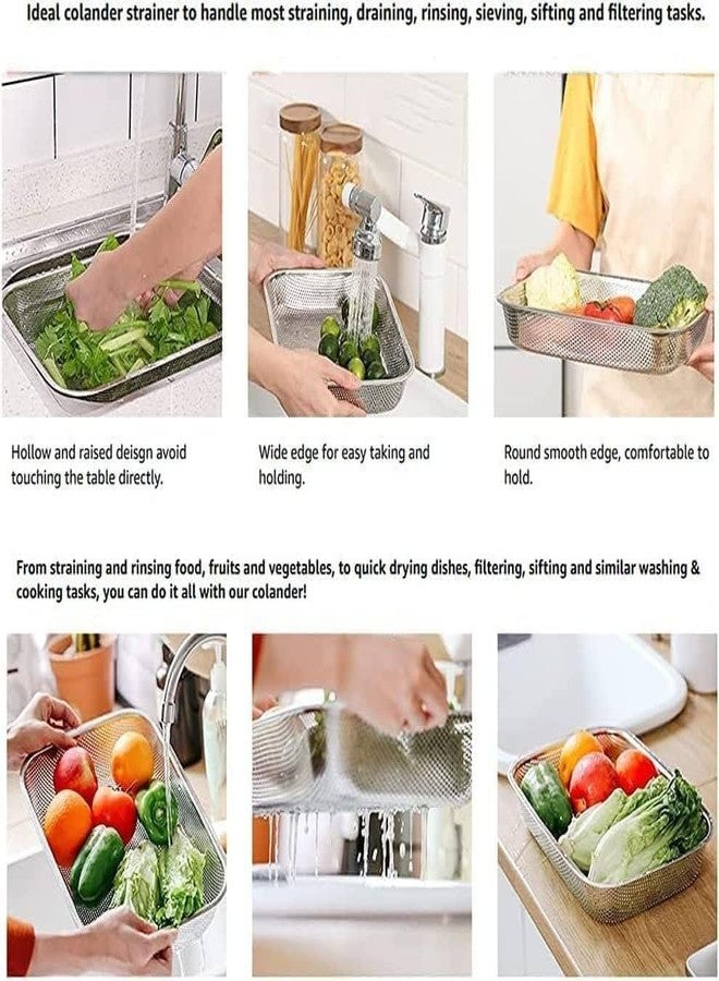Riddhin Stainless Steel Drain Basket Big (30×20×6 cm) | Multi-Purpose Sink Basket for Fruits, Vegetables & Utensils | Rust-Resistant, Durable & Space-Saving Kitchen Organizer - Image 3