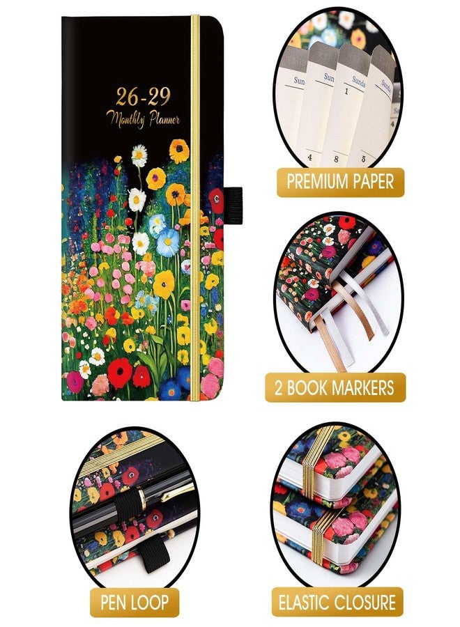 Lortarl Pocket Calendar 2026-2029 - 3-Year Monthly Pocket Calendar from July 2026-June 2029, 6.4" x 3.8", 2026-2028 Pockets Calendars for Purse, Monthly Planner with Bookmark - Image 4