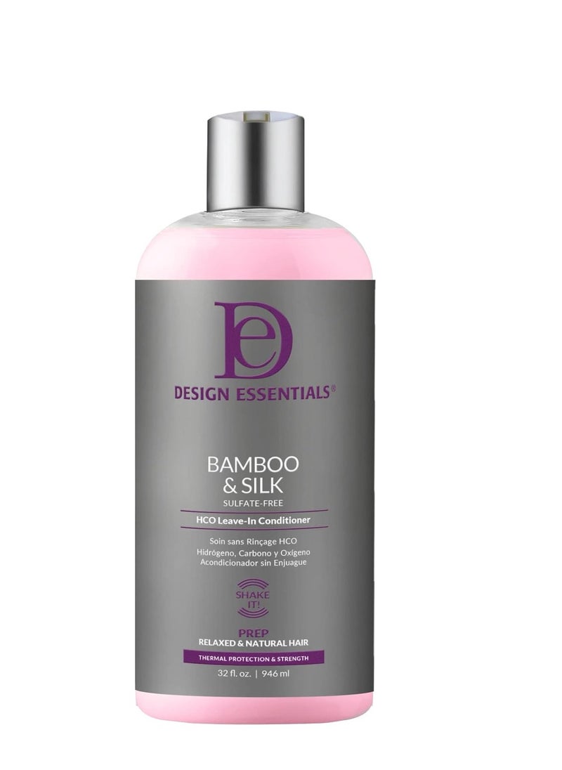 Design Essentials Design Essentials Bamboo & Silk HCO Leave-In Conditioner for Thermal Protection and Strength, 32 Fl Oz., Pink 