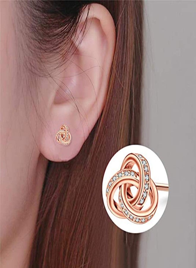 DHQH Bridesmaids Gift Set I Couldn't Tie The Knot Without You Wedding Jewelry Stud Earrings Bridesmaids Gifts Love Knot Earrings Rose Gold Proposal Gift Earring Set of 4 - Image 5