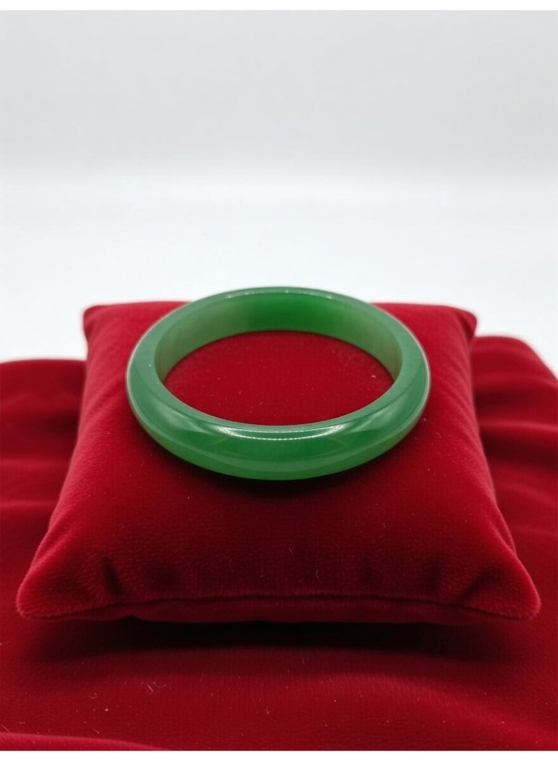 Julia Store Green Natural Jade Bangle Good Luck Bangle Wealth Healing Bracelet Round Fashion Elegant Bangle Bracelets for Women, Classical Chinese Style Ink Green Agate Jade Bangles Jewelry Gift - Image 2