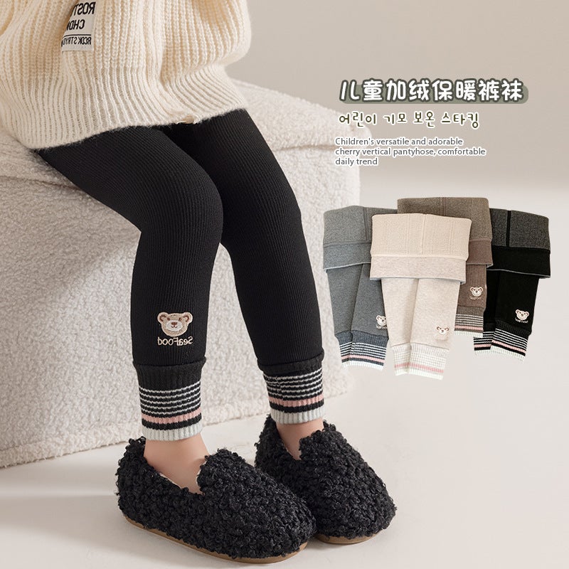 Winter Girls' Leggings Fleece-Lined Thickened Foreign-Style Children'S Clothing Small Children'S Trousers Baby Girls' Warm Pants Batch - Image 2
