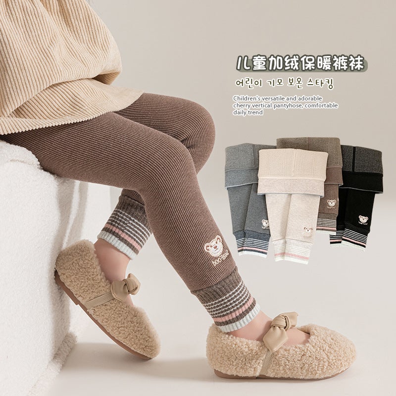 Winter Girls' Leggings Fleece-Lined Thickened Foreign-Style Children'S Clothing Small Children'S Trousers Baby Girls' Warm Pants Batch - Image 3