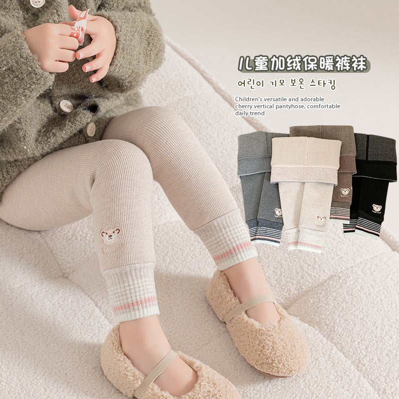 Winter Girls' Leggings Fleece-Lined Thickened Foreign-Style Children'S Clothing Small Children'S Trousers Baby Girls' Warm Pants Batch - Image 4