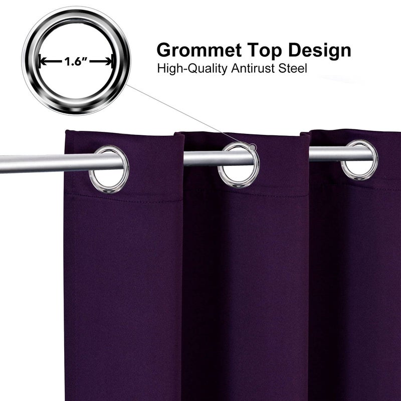 ChrisDowa Grommet Blackout Curtains for Bedroom - Thermal Insulated Room Darkening Curtains for Living Room (1 Panel Set  Royal Purple  52W x 84L) - Image 2