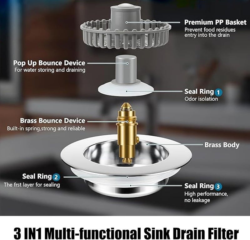 Kitchen Sink Drain Strainer Anti Clogging Stoppers Sinks Bounce Cores Basket Filter Accessories Drainers for Bathroom Stoppers - Image 4