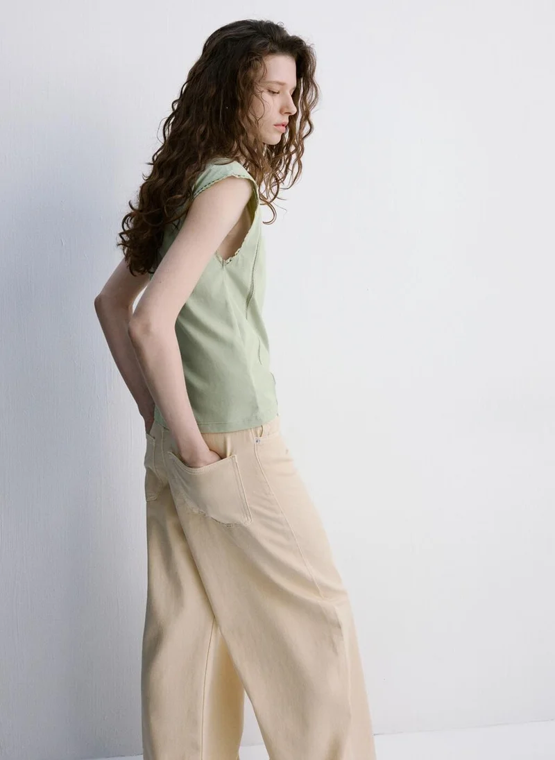 Mango  Embroidered openwork cotton T-shirt for Women | Best Price UAE