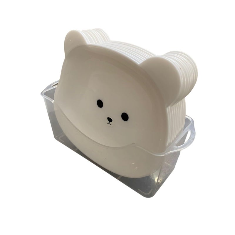 HENIJ Cute Cartoon Bear Chip Dip Snack Tray Sets with Holder Plastic Creative Dry Fruit Bone Dish for Home Use Pack of 10 White - Image 1