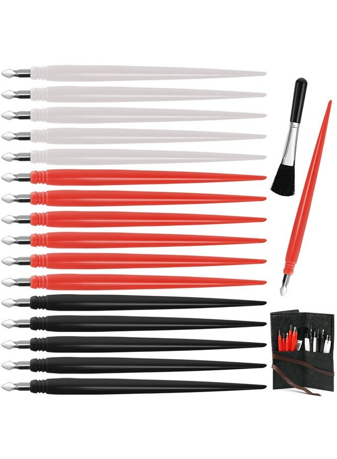 AP ARTSPER AP ARTSPER 18 Pieces Scratch Art Tools for Kids and Adults, Scratching Drawing Painting Pen Dual Tip/Scratch Stick Stylus Tools Bag with Clean Brush Set (Black/Red/White) (18)  - Image 1