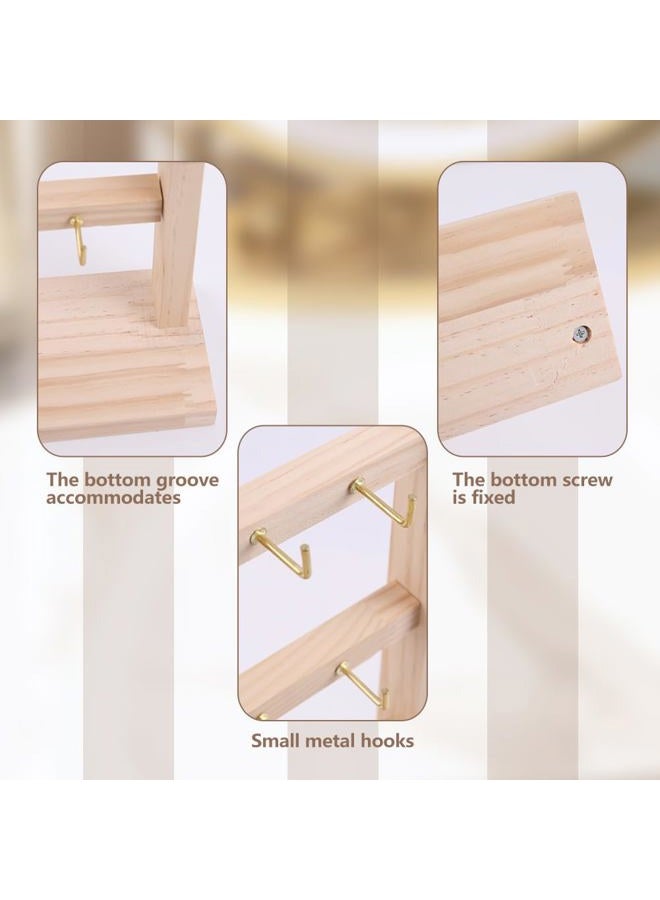 meiqidi 2 Pack Keychain Display Stand, Wooden Key Holder Display for Vendor Booth, Retail Store, Home Organization for Jewelry, Badges, Accessories (30 hooks) - Image 4