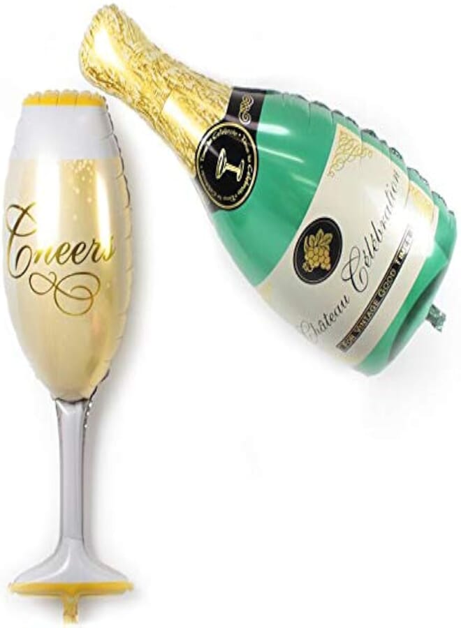 Large Champagne Wine Bottle Cup Wedding Anniversary Party Aluminium Foil Balloon Decoration Gift Inflatable Air Ball