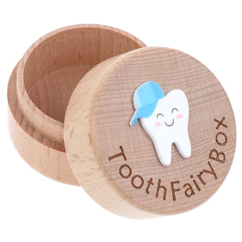 Aeaocvo Tooth Fairy Tooth Holder 3D Carved Tooth Fairy Box, Wood Baby Tooth Box, Cute Lost Tooth Holder for Kids' First Lost Teeth, Dropped Tooth Keepsake Box for Boys Girls - Image 1