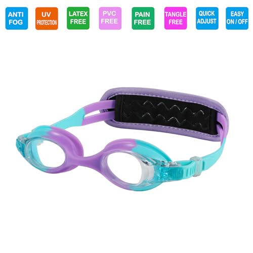 RUIGAO Kids Swim Goggles Age 2-6, Toddler Goggles No Hair Pull,Child Goggles Padded HeadBand - Image 2