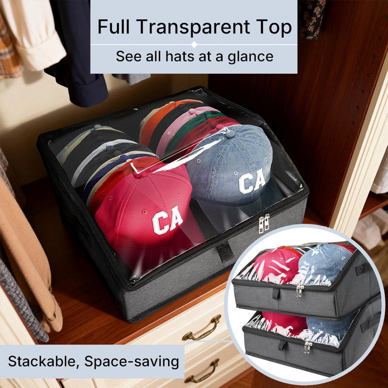 Funnacle Hat Organizer for Baseball Caps, Hat Storage Holder Container for Closet Hold Up to 30 Caps with Clear Window, Hat Boxes for Home Storage (1Pcs Dark Gray - Image 5