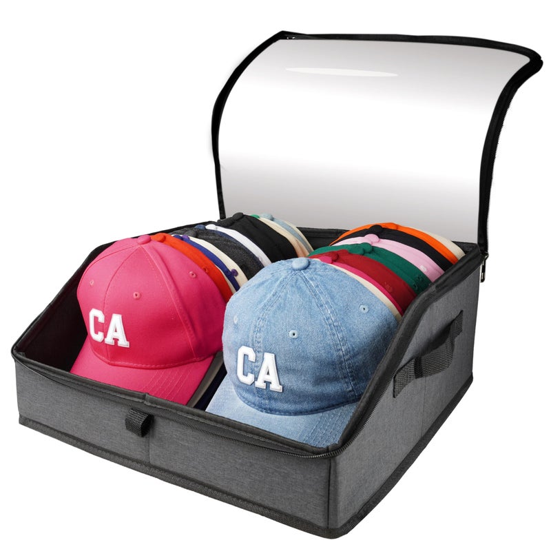 Funnacle Hat Organizer for Baseball Caps, Hat Storage Holder Container for Closet Hold Up to 30 Caps with Clear Window, Hat Boxes for Home Storage (1Pcs Dark Gray - Image 1