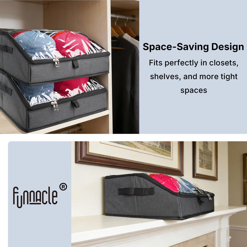 Funnacle Hat Organizer for Baseball Caps, Hat Storage Holder Container for Closet Hold Up to 30 Caps with Clear Window, Hat Boxes for Home Storage (1Pcs Dark Gray - Image 4