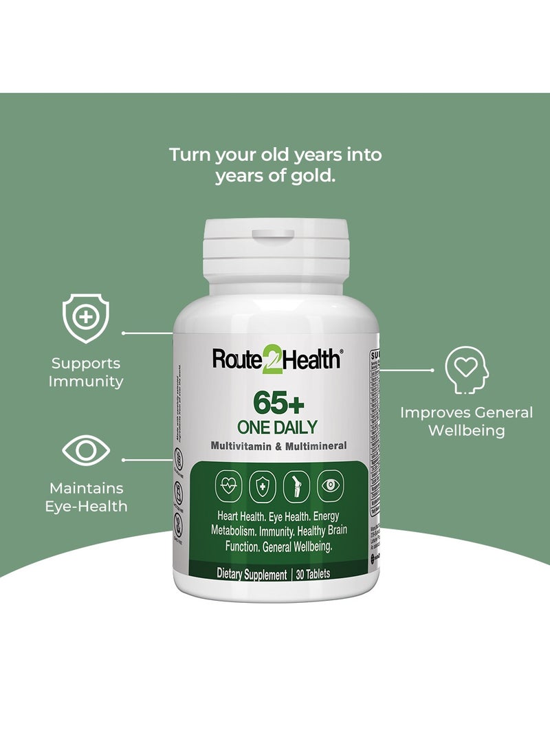 Route2Health Route 2 Health Multivitamin for Men & Women 65 Plus | 30 Capsules | Daily Health Support | Vitamins A, C, D3, B-Complex, Calcium, Zinc, Magnesium | Boosts Energy, Immunity & Bone Strength - Image 4
