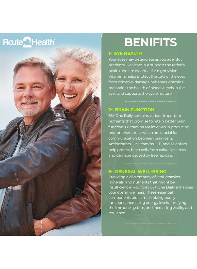 Route2Health Route 2 Health Multivitamin for Men & Women 65 Plus | 30 Capsules | Daily Health Support | Vitamins A, C, D3, B-Complex, Calcium, Zinc, Magnesium | Boosts Energy, Immunity & Bone Strength - Image 5