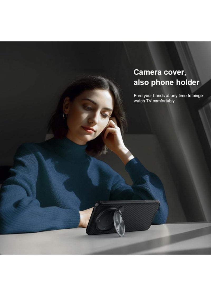 SOLARAE Compatible with Huawei Mate 60 Pro/ 60Pro Plus Case, Folding Kickstand Holder Cover Camera Lens Privacy Protection Soft TPU Bumper Hard PC Back Shockproof (Black) - Image 4