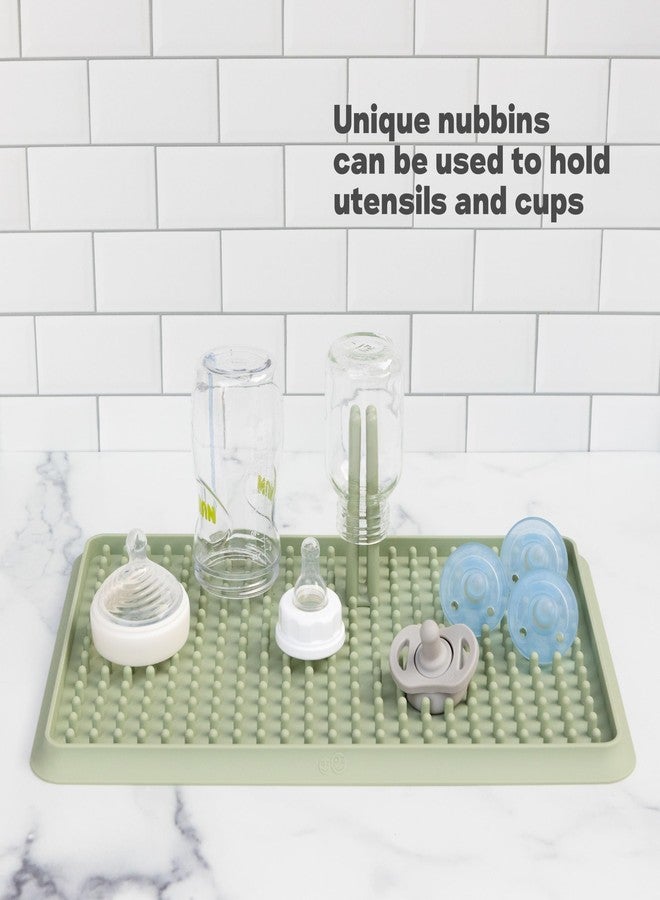 ezpz Drying Rack (Sage) - Silicone Dish Drying Rack with Suction Base - Adjustable Pegs - Odor-Resistant - Dry + Store Baby/Toddler Gear - Image 4