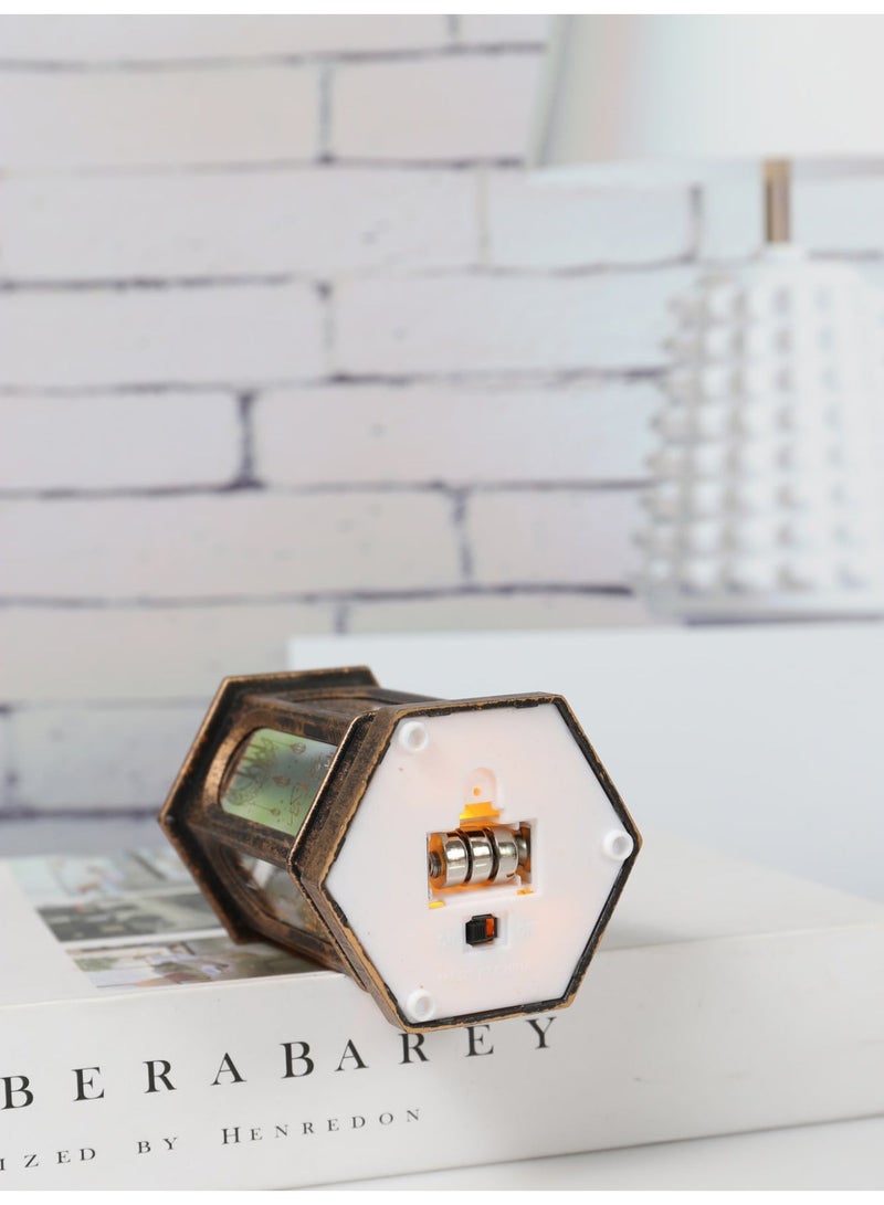 فانوس رمضان ديكور بإضاءة LED - تصميم كلاسيكي مع هلال ومسجد - زينة لرمضان والعيد - 13 سم - Image 5