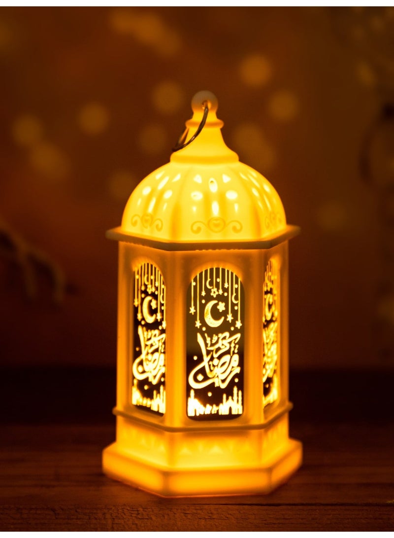 فانوس رمضان ديكور بإضاءة LED - تصميم كلاسيكي مع هلال ومسجد - زينة لرمضان والعيد - 13 سم - Image 1
