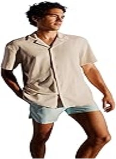 DeFacto DeFacto mens White and Mint strips patterned regular fit Swimming Short 