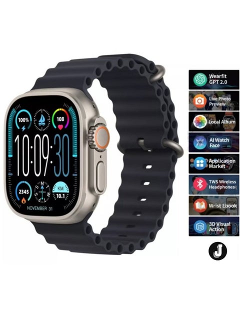 "9 Ultra 2 MAX AMOLED Smartwatch – Wireless Charging for Men and Women"