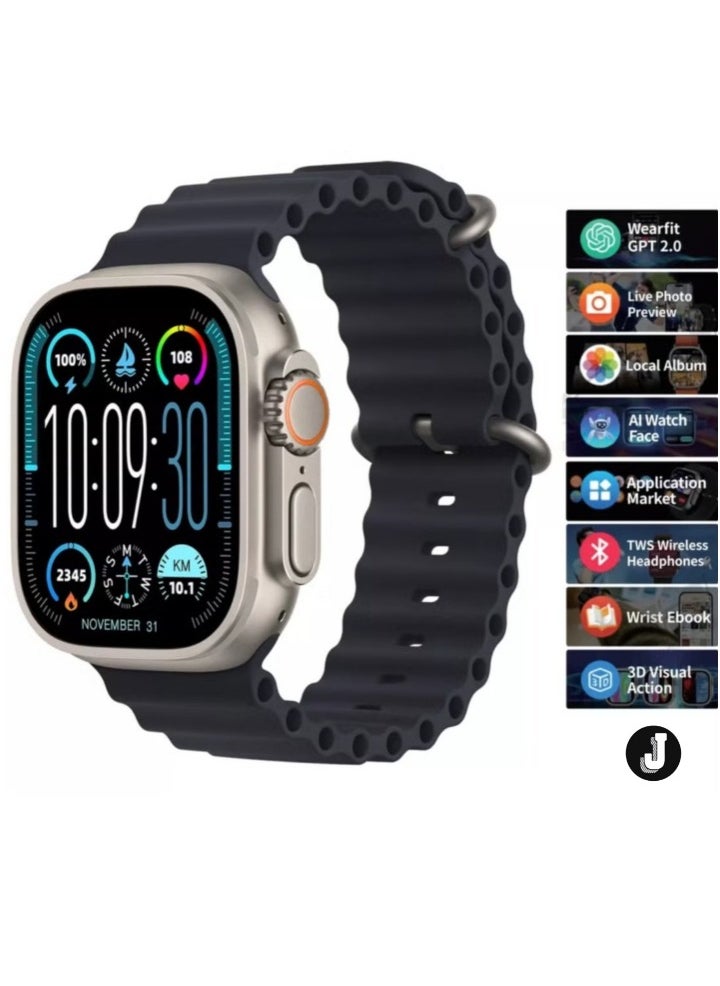 "9 Ultra 2 MAX AMOLED Smartwatch – Wireless Charging for Men and Women"