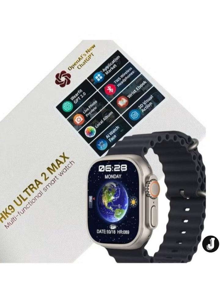 "9 Ultra 2 MAX AMOLED Smartwatch – Wireless Charging for Men and Women"