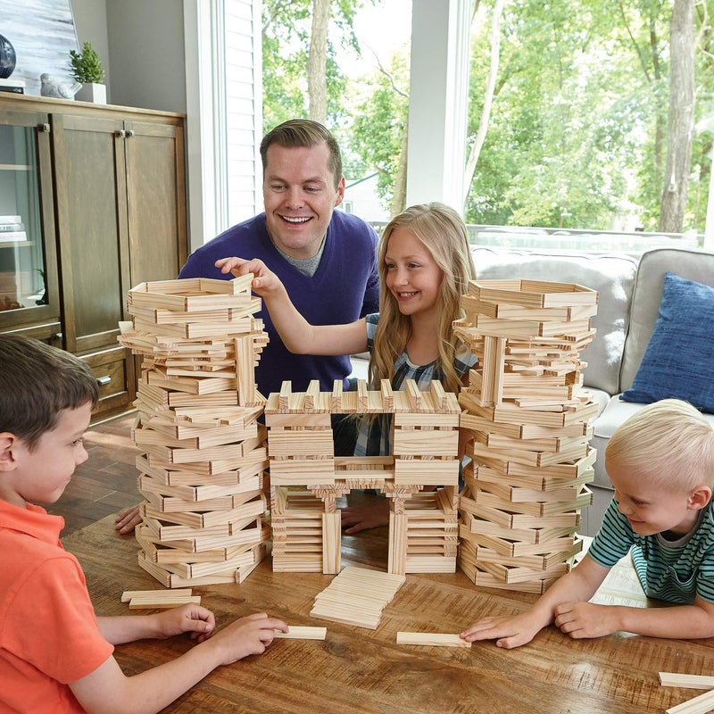 Mindware مجموعة كتل البناء الخشبية KEVA Structures 400 - تتضمن 400 لوح من خشب الصنوبر KEVA، حقيبة تخزين قماشية وكتيب أفكار ملون بالكامل - Image 3