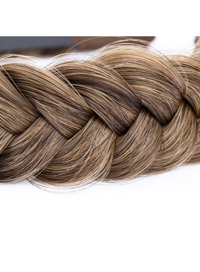 BOBIYA Wide Chunky Plaited Braided Headband Hair Band Synthetic Braid Hairpieces with Teeth Piano Two Tone Colors Accessories for Women Girl (W-Claybank) - Image 4