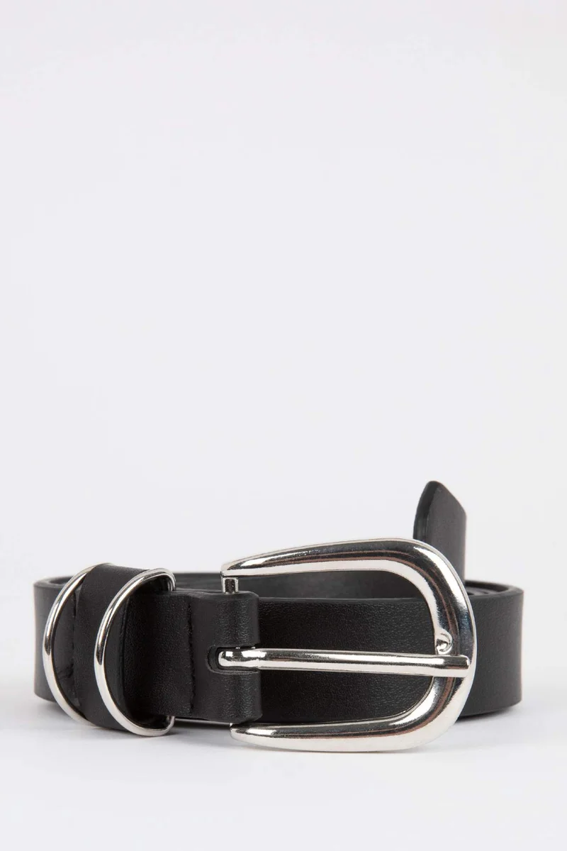 Women's Rectangle Buckle Leather Look Belt