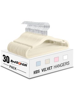 Red Dot Gift Red Dot Gift® Pack of 30 Baby Velvet Clothes Hangers 30cm Heavy Duty Durable Kids Clothes Hangers (Ivory)  - Image 1