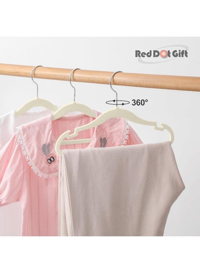 Red Dot Gift Red Dot Gift® Pack of 30 Baby Velvet Clothes Hangers 30cm Heavy Duty Durable Kids Clothes Hangers (Ivory)  - Image 5