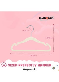 Red Dot Gift Red Dot Gift® Pack of 30 Baby Velvet Clothes Hangers 30cm Heavy Duty Durable Kids Clothes Hangers (Ivory)  - Image 2