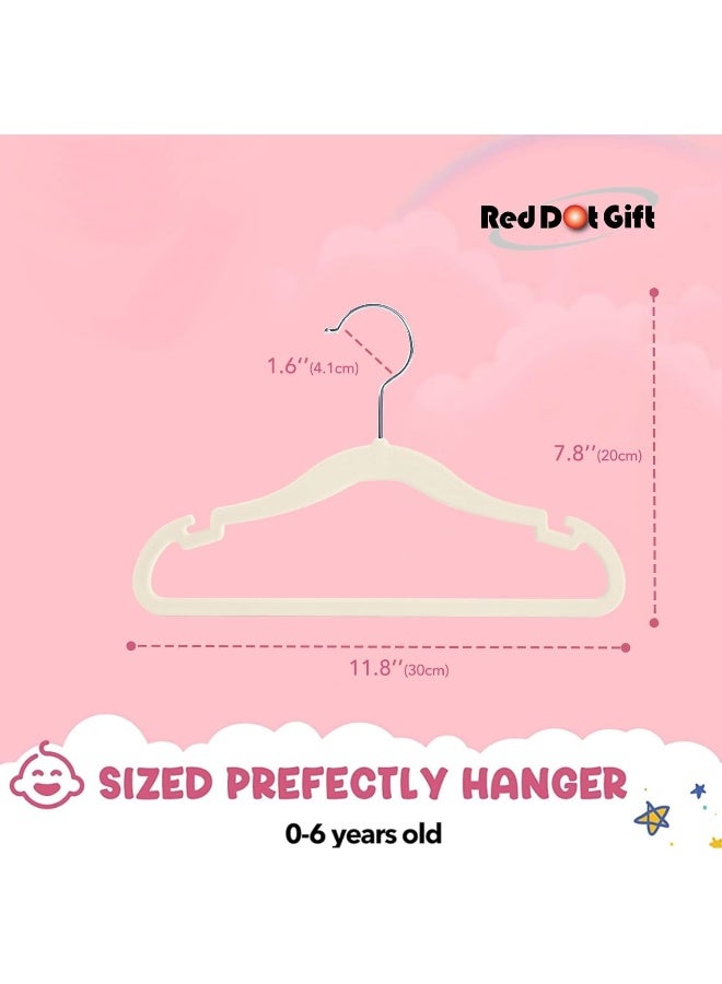 Red Dot Gift Red Dot Gift® Pack of 30 Baby Velvet Clothes Hangers 30cm Heavy Duty Durable Kids Clothes Hangers (Ivory)  - Image 2