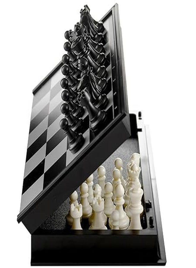 BKQPTL Chess Board 10x10 Set Magnetic Travel Folding Board Games Portable Gifts for Kids and Adult, Magnetic Travel Chess Set, Folding Chess Board, Educational Board Game Set- Black & Ivory Color - Image 1