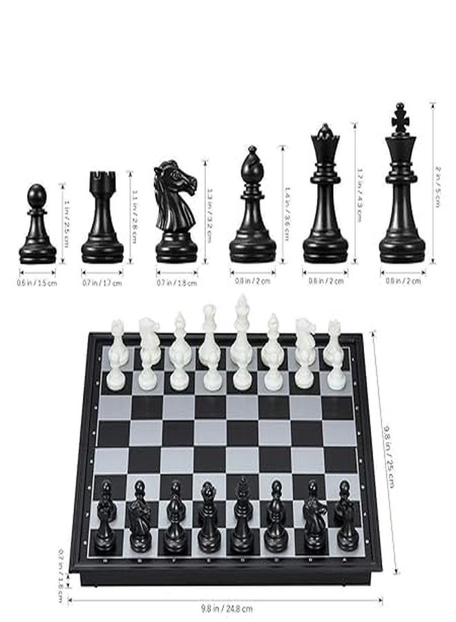 BKQPTL Chess Board 10x10 Set Magnetic Travel Folding Board Games Portable Gifts for Kids and Adult, Magnetic Travel Chess Set, Folding Chess Board, Educational Board Game Set- Black & Ivory Color - Image 3