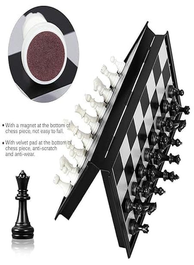 BKQPTL Chess Board 10x10 Set Magnetic Travel Folding Board Games Portable Gifts for Kids and Adult, Magnetic Travel Chess Set, Folding Chess Board, Educational Board Game Set- Black & Ivory Color - Image 4